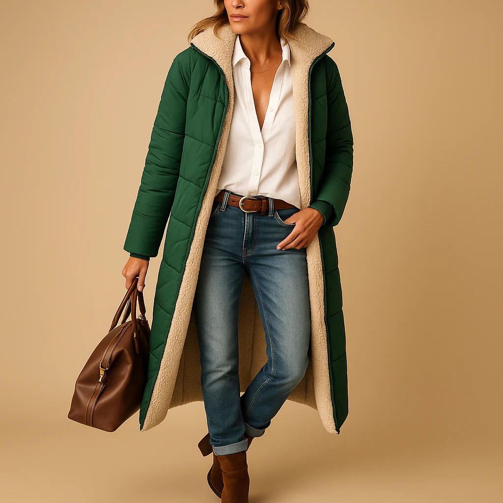 Long Winter Coat Women Elegant Warm Full-Length Fit - Image 2