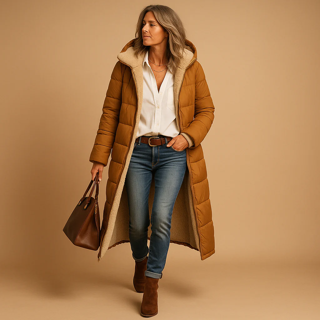 Long Winter Coat Women Elegant Warm Full-Length Fit - Image 3