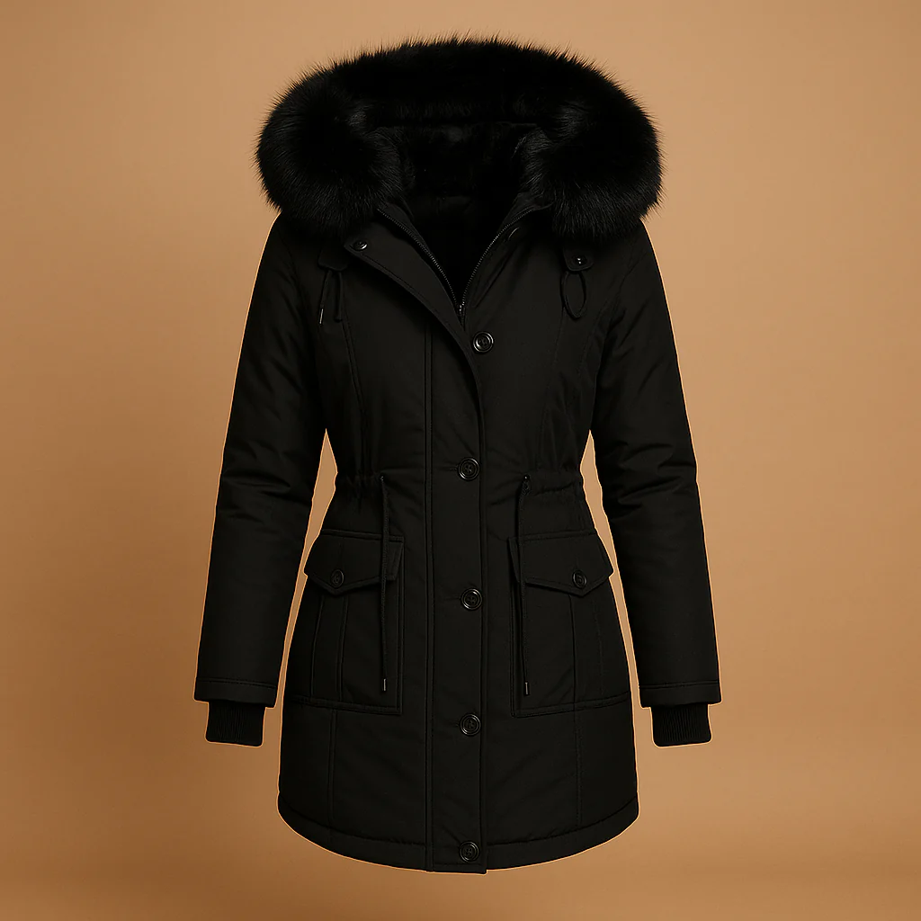 Coat Women Long Waterproof Winter Style with Fur Collar - Image 2