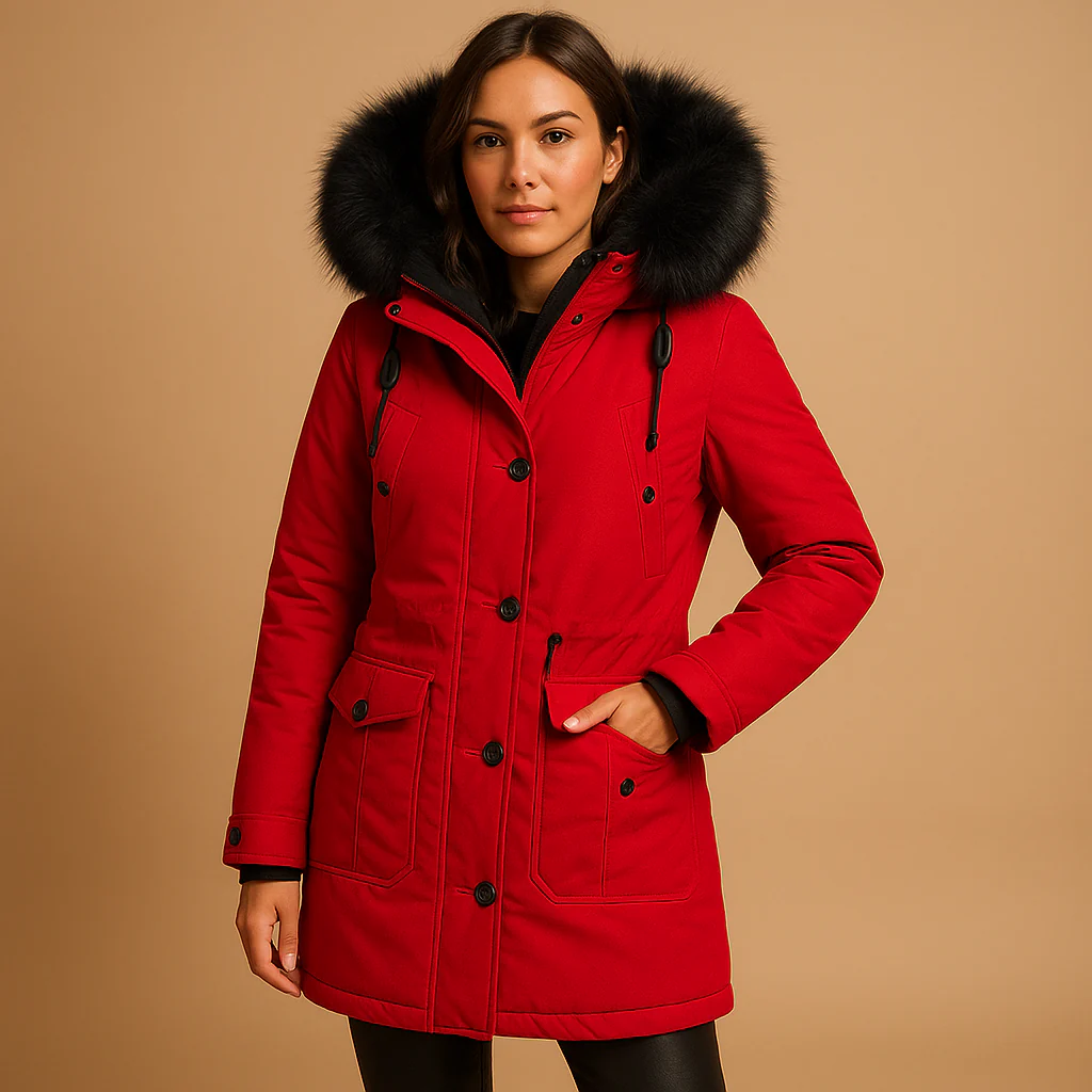 Coat Women Long Waterproof Winter Style with Fur Collar - Image 5