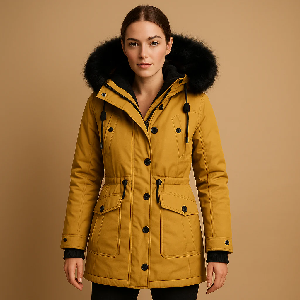 Coat Women Long Waterproof Winter Style with Fur Collar - Image 6