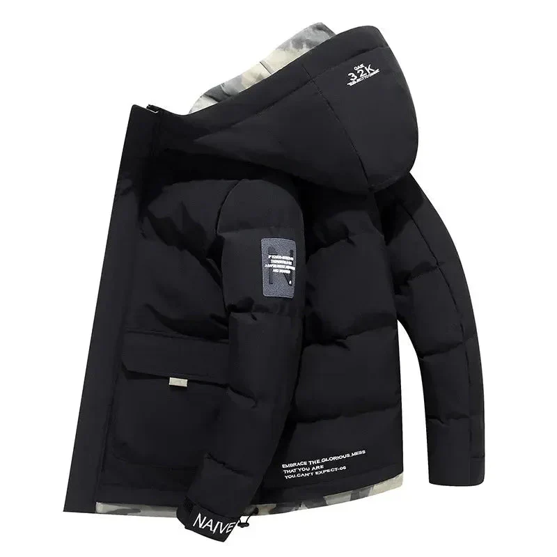 Hooded Jacket Men Insulated Puffer Adjustable Hood Closures