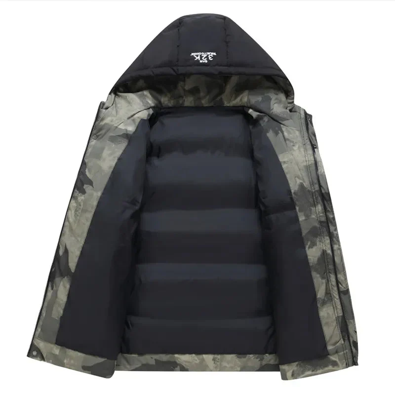 Hooded Jacket Men Insulated Puffer Adjustable Hood Closures - Image 2