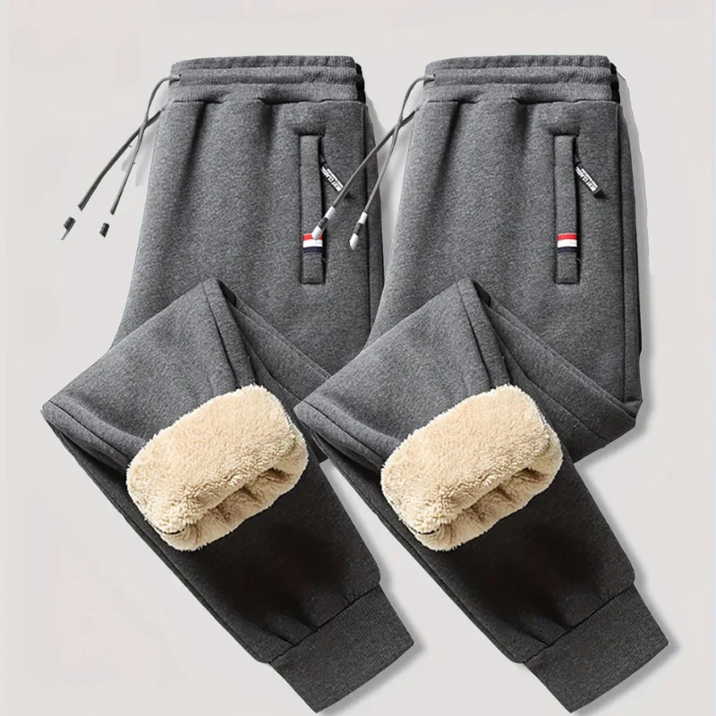 Thermal Trousers Men Elastic Waistband Drawstring Regular Fit - Image 3