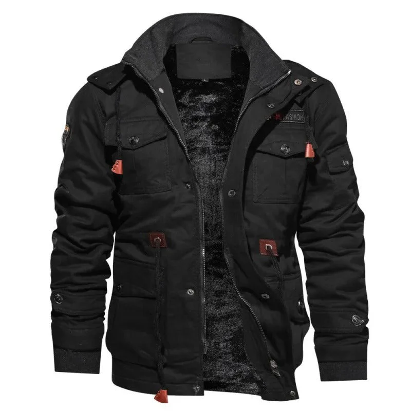 Winter Jacket Men Thick Button Placket Tactical Coat - Image 3
