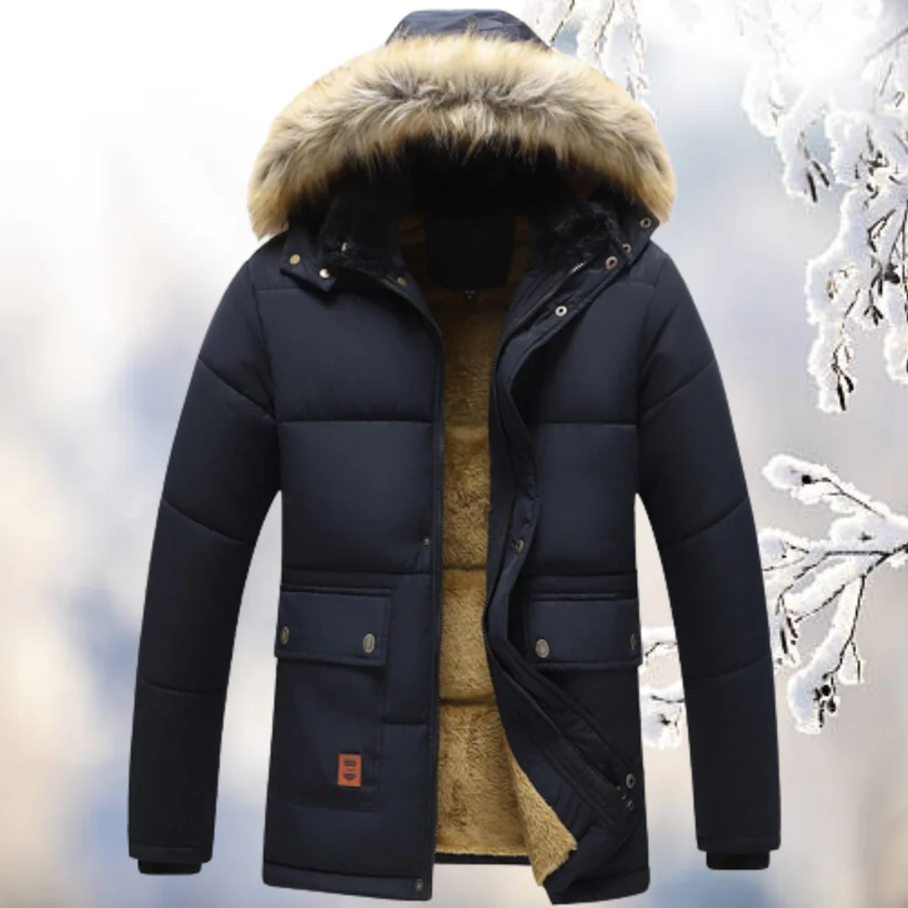 Winter Parka Men Hooded Warm Zipped Coat - Image 3