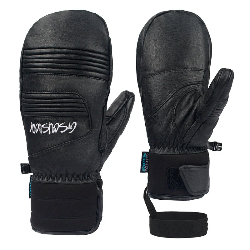 Ski Mittens Unisex Waterproof Design Wrist Strap Adjustable - Image 2