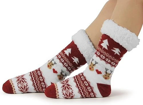 Slipper Socks Unisex Non-slip Design with Pull On and Rubber Sole - Image 3