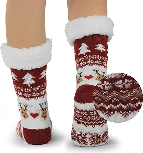 Slipper Socks Unisex Non-slip Design with Pull On and Rubber Sole - Image 4