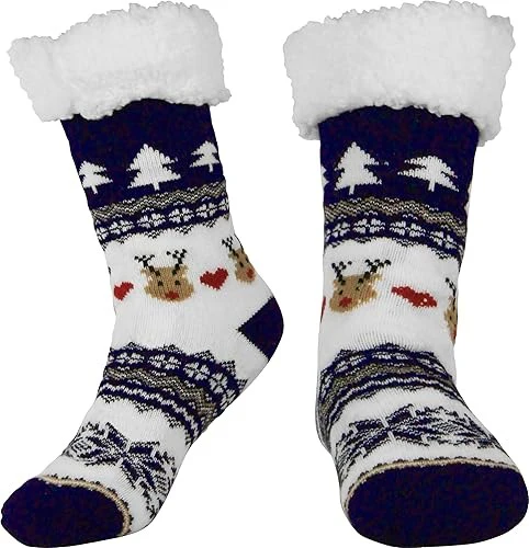 Slipper Socks Unisex Non-slip Design with Pull On and Rubber Sole - Image 6