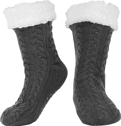 Slipper Socks Unisex Non-slip Design with Pull On and Rubber Sole - Image 8