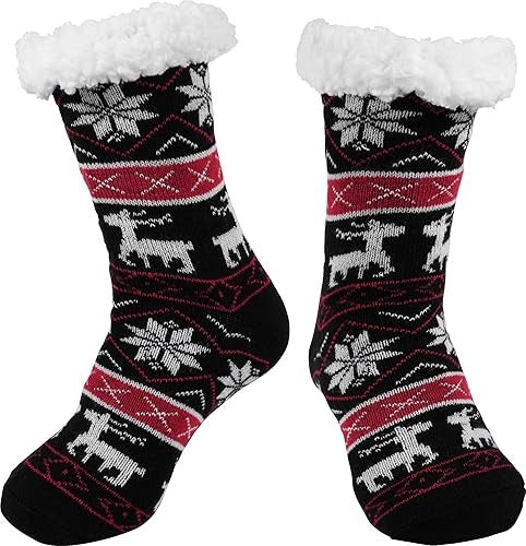 Slipper Socks Unisex Non-slip Design with Pull On and Rubber Sole - Image 9
