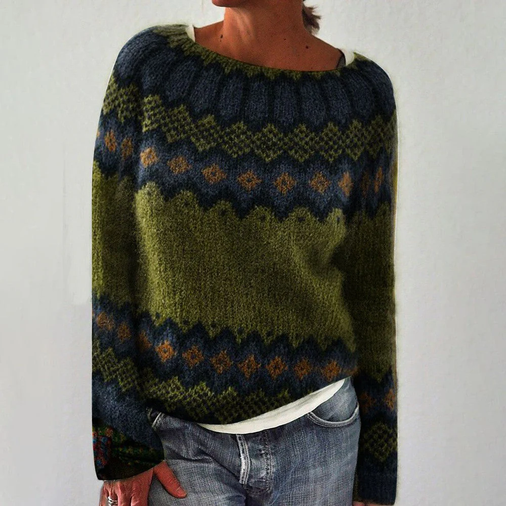 Vintage Sweater Women Elegant Warm Pullover for Everyday Wear
