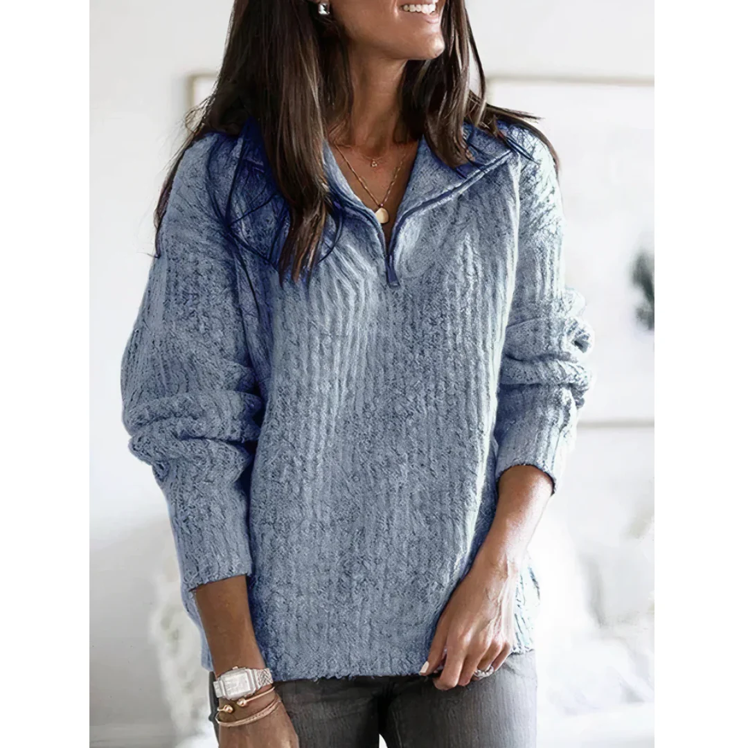 Winter Sweater Women Classic Zippered Casual Style - Image 2