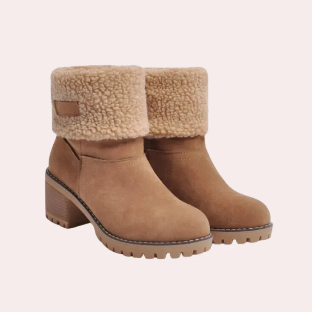 Ankle Boots Women Warm Shearling Lined Chunky Heel Design - Image 3