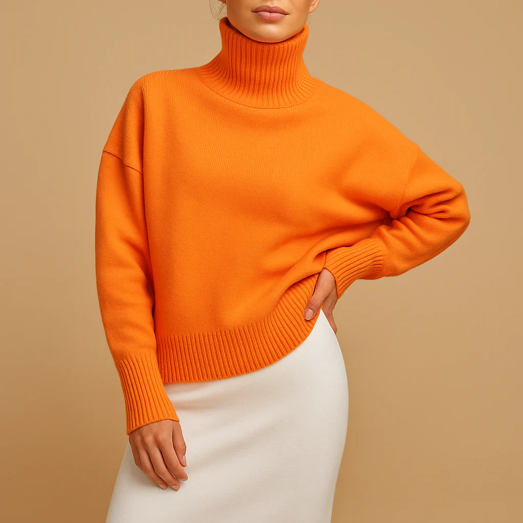 Turtleneck Sweater Women Oversized Loose Silhouette Relaxed Shape - Image 3