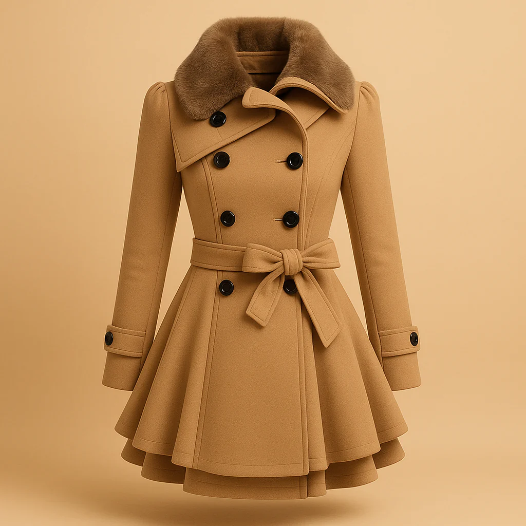 Winter Coat Women Long Winter Length with Faux Fur Collar Design