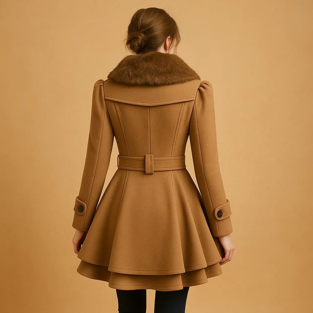 Winter Coat Women Long Winter Length with Faux Fur Collar Design - Image 2