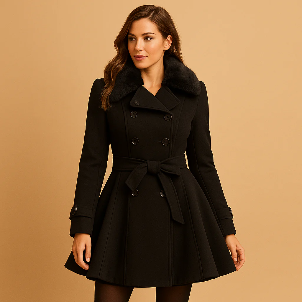 Winter Coat Women Long Winter Length with Faux Fur Collar Design - Image 3