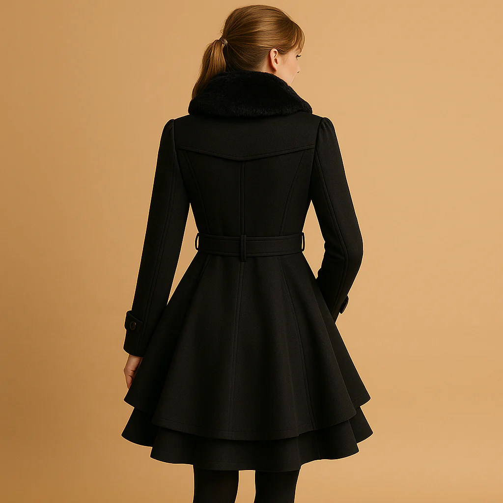 Winter Coat Women Long Winter Length with Faux Fur Collar Design - Image 4