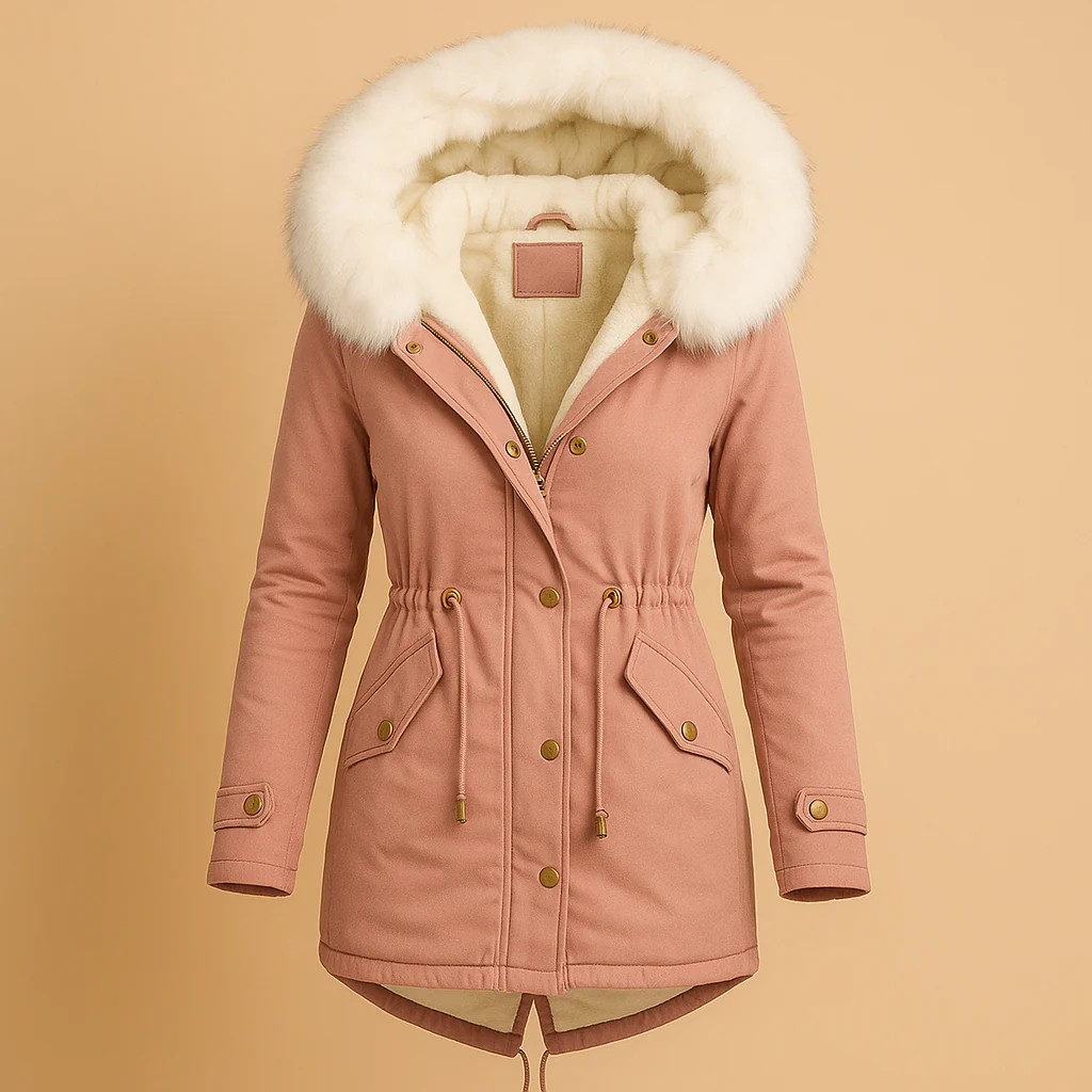 Winter Coat Women Long with Faux Fur Hood Design - Image 5