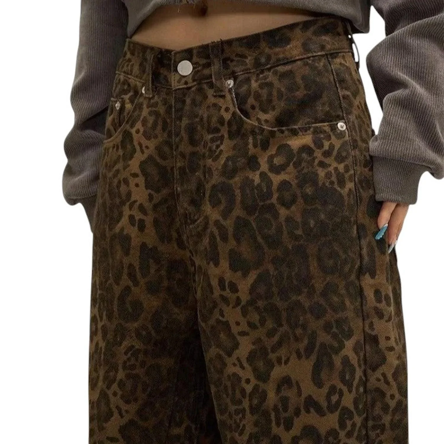 Jeans Women Leopard Print Bold Stylish Statement Denim - Image 5