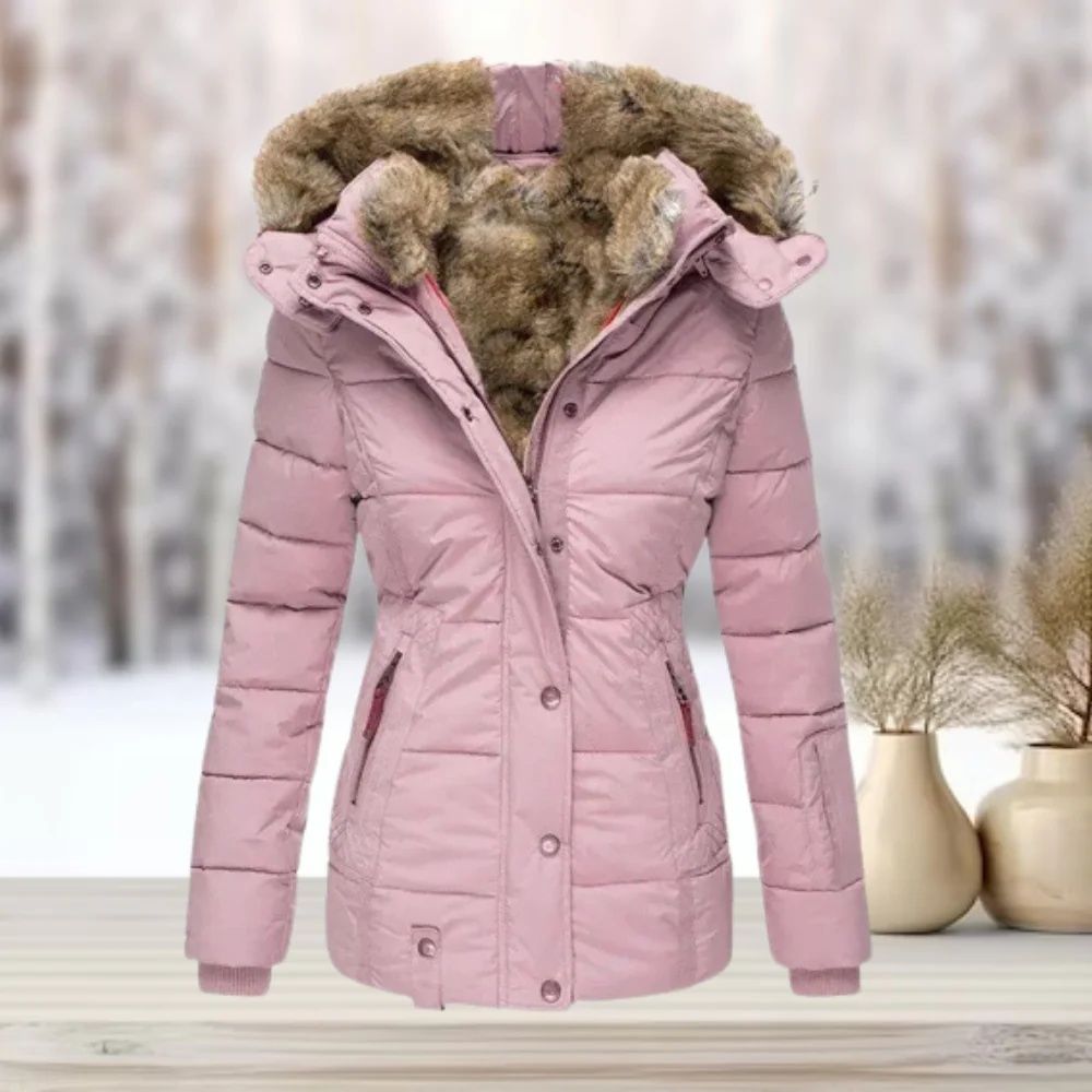 Puffer Jacket Women Winter Hooded Slim Fit - Image 4