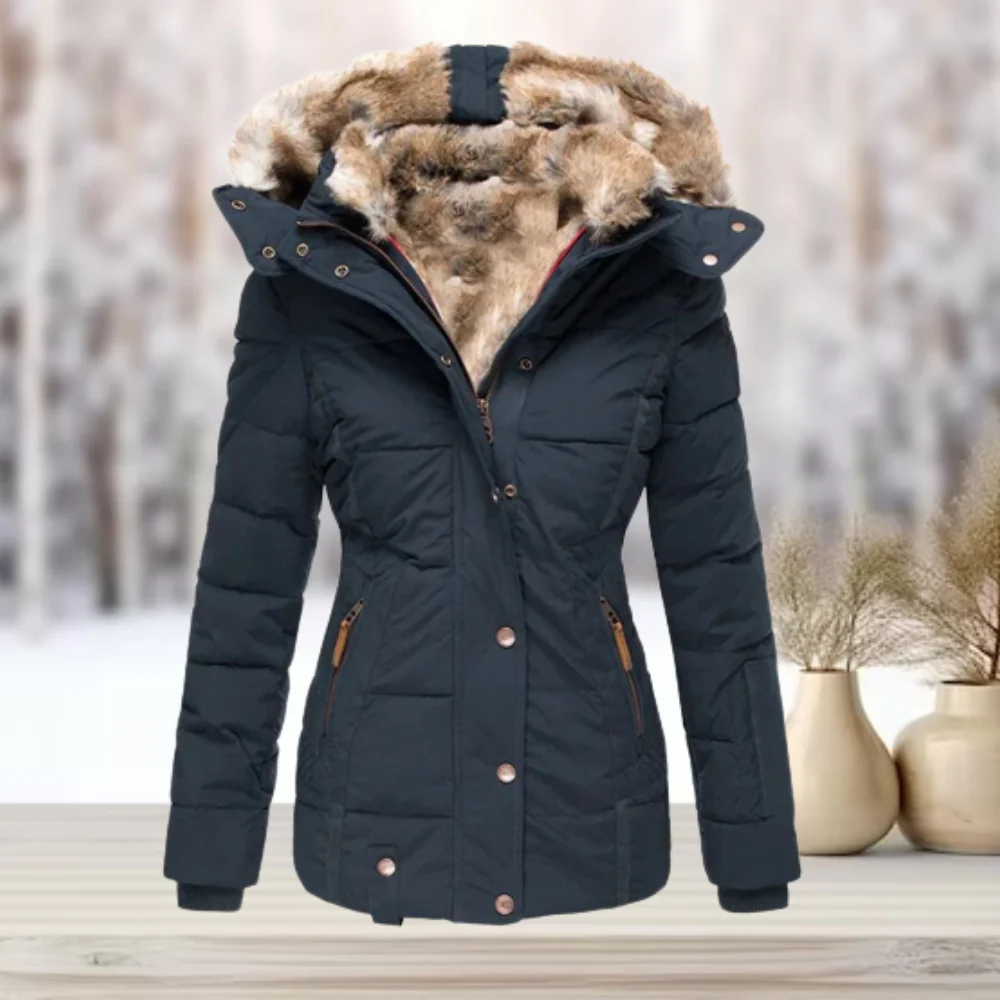 Puffer Jacket Women Winter Hooded Slim Fit - Image 5